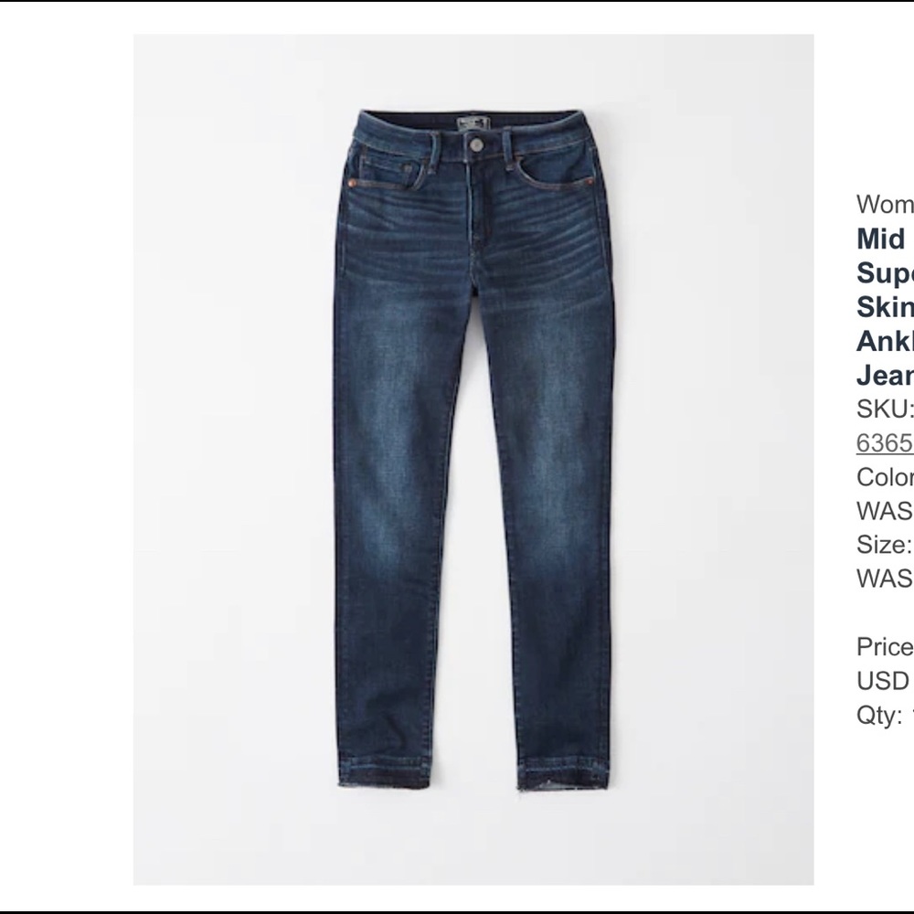 Mid Rise Super Skinny Ankle Abercrombie Jeans